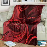Personalised New Zealand Red Darts Blanket Maori Fern Curve Style