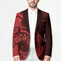 Personalised New Zealand Red Darts Blazer Maori Fern Curve Style