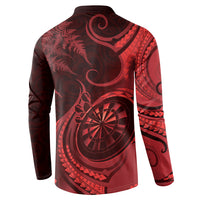 Personalised New Zealand Red Darts Button Sweatshirt Maori Fern Curve Style