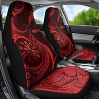 Personalised New Zealand Red Darts Car Seat Cover Maori Fern Curve Style