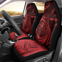 Personalised New Zealand Red Darts Car Seat Cover Maori Fern Curve Style