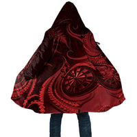 Personalised New Zealand Red Darts Cloak Maori Fern Curve Style