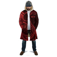 Personalised New Zealand Red Darts Cloak Maori Fern Curve Style