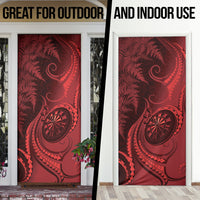 New Zealand Red Darts Door Cover Maori Fern Curve Style