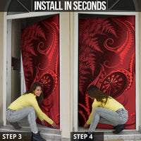 New Zealand Red Darts Door Cover Maori Fern Curve Style