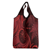 Personalised New Zealand Red Darts Grocery Bag Maori Fern Curve Style