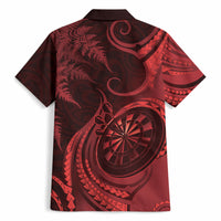 Personalised New Zealand Red Darts Hawaiian Shirt Maori Fern Curve Style