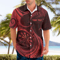 Personalised New Zealand Red Darts Hawaiian Shirt Maori Fern Curve Style