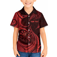 Personalised New Zealand Red Darts Hawaiian Shirt Maori Fern Curve Style