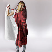 Personalised New Zealand Red Darts Hooded Blanket Maori Fern Curve Style