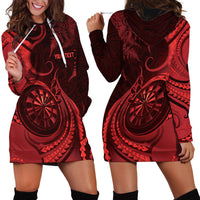 Personalised New Zealand Red Darts Hoodie Dress Maori Fern Curve Style