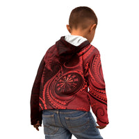 Personalised New Zealand Red Darts Kid Hoodie Maori Fern Curve Style