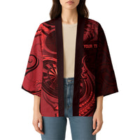 Personalised New Zealand Red Darts Kimono Maori Fern Curve Style