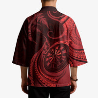 Personalised New Zealand Red Darts Kimono Maori Fern Curve Style