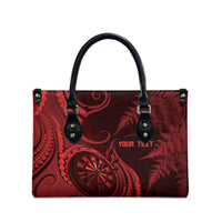 Personalised New Zealand Red Darts Leather Bag Maori Fern Curve Style