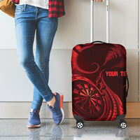 Personalised New Zealand Red Darts Luggage Cover Maori Fern Curve Style