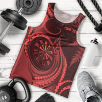 Personalised New Zealand Red Darts Men Tank Top Maori Fern Curve Style