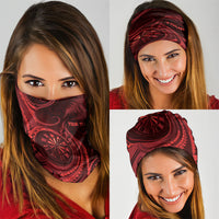 Personalised New Zealand Red Darts Neck Gaiter Maori Fern Curve Style