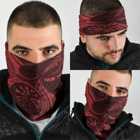 Personalised New Zealand Red Darts Neck Gaiter Maori Fern Curve Style