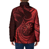 Personalised New Zealand Red Darts Padded Jacket Maori Fern Curve Style