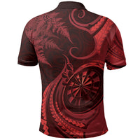Personalised New Zealand Red Darts Polo Shirt Maori Fern Curve Style