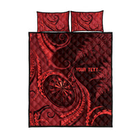 Personalised New Zealand Red Darts Quilt Bed Set Maori Fern Curve Style