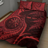 Personalised New Zealand Red Darts Quilt Bed Set Maori Fern Curve Style
