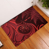Personalised New Zealand Red Darts Rubber Doormat Maori Fern Curve Style