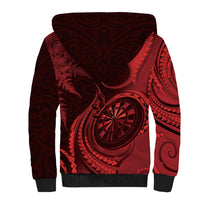 Personalised New Zealand Red Darts Sherpa Hoodie Maori Fern Curve Style