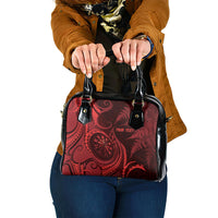 Personalised New Zealand Red Darts Shoulder Handbag Maori Fern Curve Style