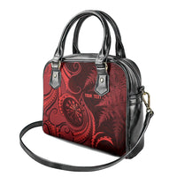 Personalised New Zealand Red Darts Shoulder Handbag Maori Fern Curve Style