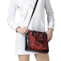 Personalised New Zealand Red Darts Shoulder Handbag Maori Fern Curve Style