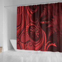 Personalised New Zealand Red Darts Shower Curtain Maori Fern Curve Style