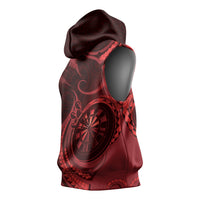 Personalised New Zealand Red Darts Sleeveless Hoodie Maori Fern Curve Style