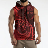 Personalised New Zealand Red Darts Sleeveless Hoodie Maori Fern Curve Style
