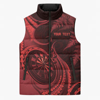 Personalised New Zealand Red Darts Sleeveless Puffer Jacket Maori Fern Curve Style