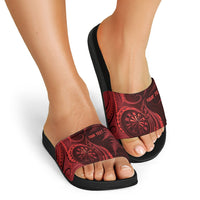 Personalised New Zealand Red Darts Slide Sandals Maori Fern Curve Style