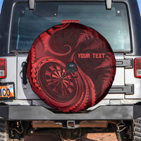 Personalised New Zealand Red Darts Spare Tire Cover Maori Fern Curve Style