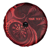Personalised New Zealand Red Darts Spare Tire Cover Maori Fern Curve Style