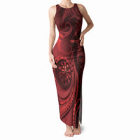Personalised New Zealand Red Darts Tank Maxi Dress Maori Fern Curve Style