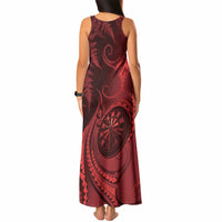 Personalised New Zealand Red Darts Tank Maxi Dress Maori Fern Curve Style