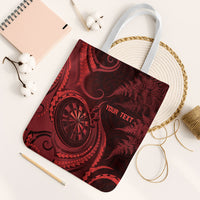 Personalised New Zealand Red Darts Tote Bag Maori Fern Curve Style