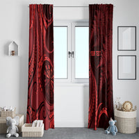 Personalised New Zealand Red Darts Window Curtain Maori Fern Curve Style