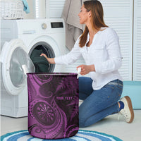 Personalised New Zealand Purple Darts Laundry Basket Maori Fern Curve Style