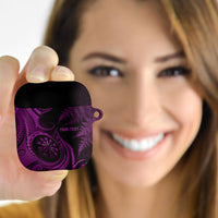 Personalised New Zealand Purple Darts AirPods Case Maori Fern Curve Style