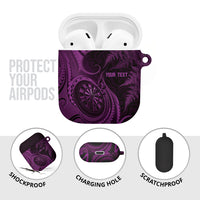 Personalised New Zealand Purple Darts AirPods Case Maori Fern Curve Style
