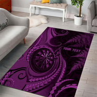 Personalised New Zealand Purple Darts Area Rug Maori Fern Curve Style