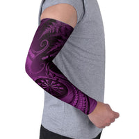 Personalised New Zealand Purple Darts Arm Sleeves Maori Fern Curve Style