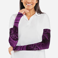 Personalised New Zealand Purple Darts Arm Sleeves Maori Fern Curve Style