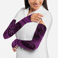 Personalised New Zealand Purple Darts Arm Sleeves Maori Fern Curve Style